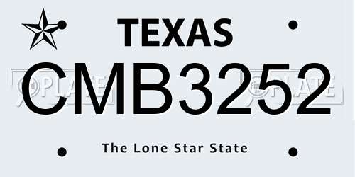CMB3252 Texas License Plate
