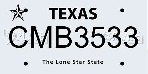 CMB3533 Texas License Plate