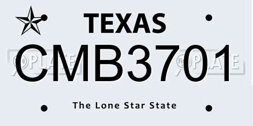 CMB3701 Texas License Plate