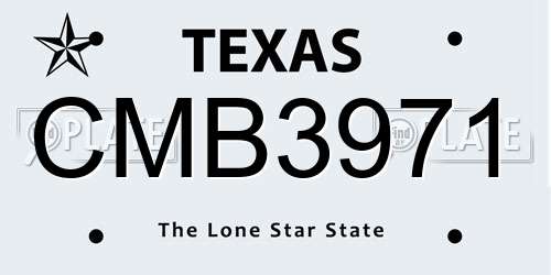 CMB3971 Texas License Plate