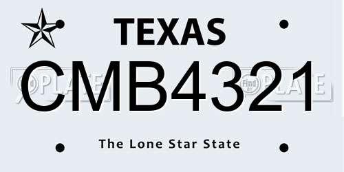 CMB4321 Texas License Plate