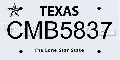 CMB5837 Texas License Plate