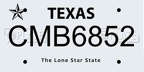 CMB6852 Texas License Plate