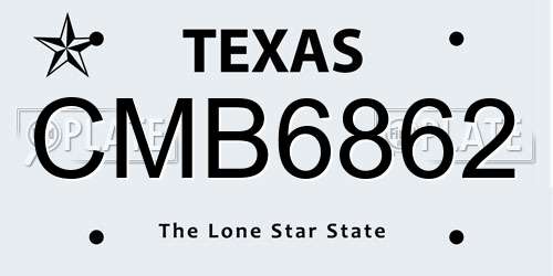 CMB6862 Texas License Plate