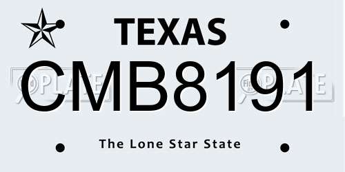 CMB8191 Texas License Plate