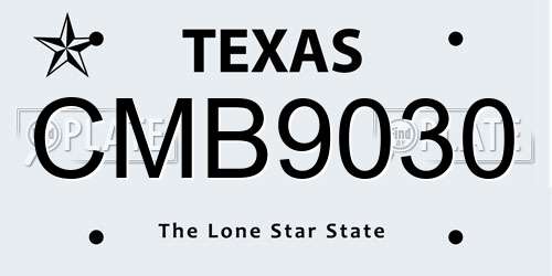 CMB9030 Texas License Plate