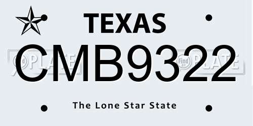CMB9322 Texas License Plate
