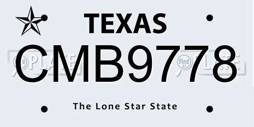 CMB9778 Texas License Plate