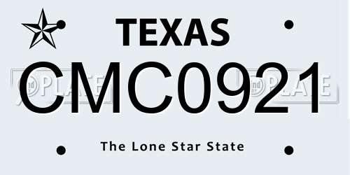 CMC0921 Texas License Plate