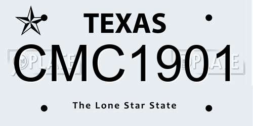 CMC1901 Texas License Plate