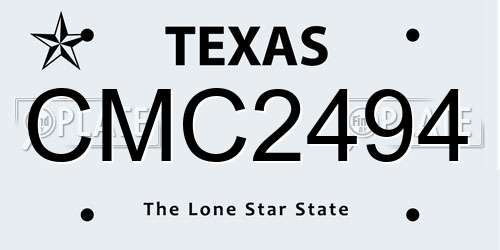 CMC2494 Texas License Plate