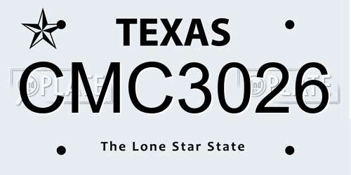 CMC3026 Texas License Plate