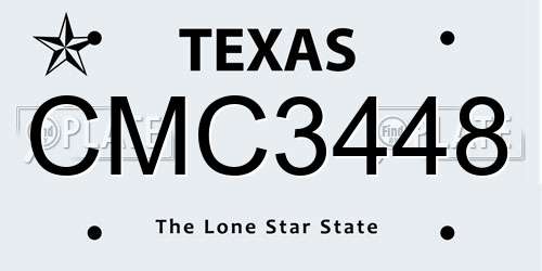 CMC3448 Texas License Plate