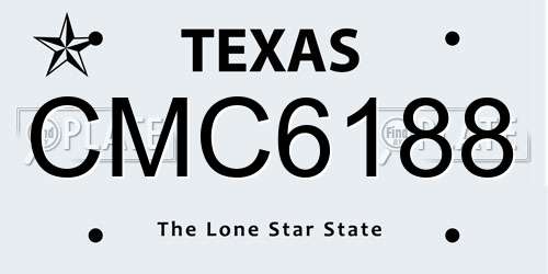 CMC6188 Texas License Plate