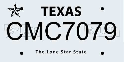CMC7079 Texas License Plate