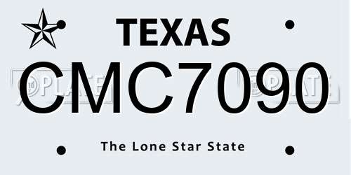 CMC7090 Texas License Plate
