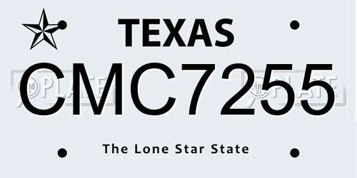 CMC7255 Texas License Plate