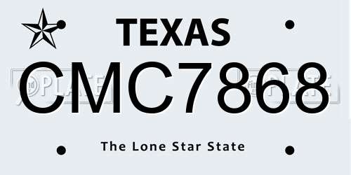 CMC7868 Texas License Plate