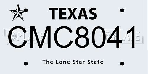 CMC8041 Texas License Plate