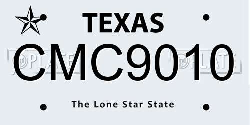 CMC9010 Texas License Plate
