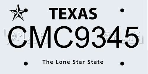 CMC9345 Texas License Plate