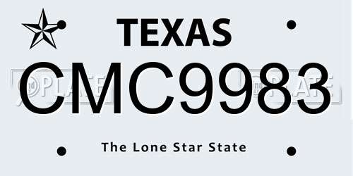 CMC9983 Texas License Plate