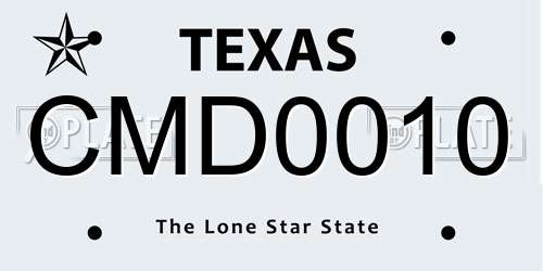 CMD0010 Texas License Plate