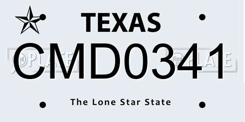 CMD0341 Texas License Plate