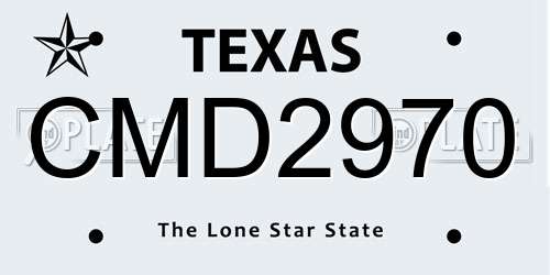 CMD2970 Texas License Plate