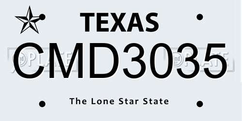 CMD3035 Texas License Plate