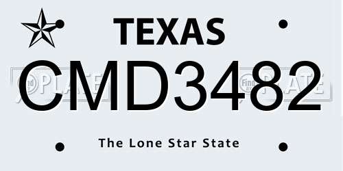 CMD3482 Texas License Plate