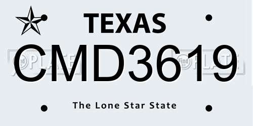 CMD3619 Texas License Plate