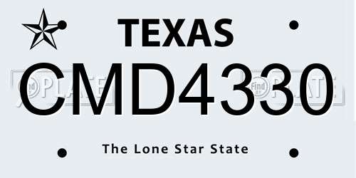 CMD4330 Texas License Plate
