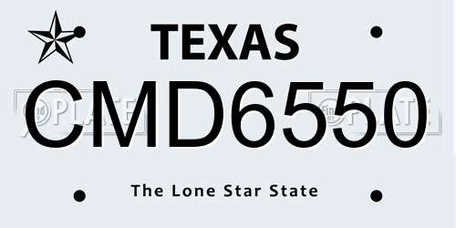 CMD6550 Texas License Plate
