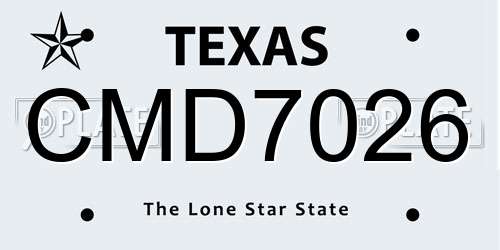 CMD7026 Texas License Plate