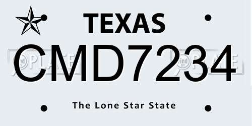 CMD7234 Texas License Plate