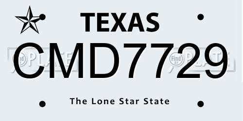 CMD7729 Texas License Plate