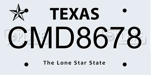 CMD8678 Texas License Plate