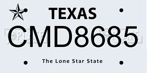 CMD8685 Texas License Plate