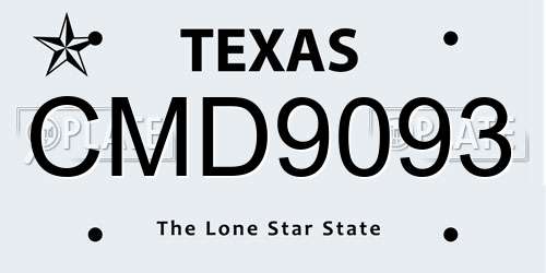 CMD9093 Texas License Plate