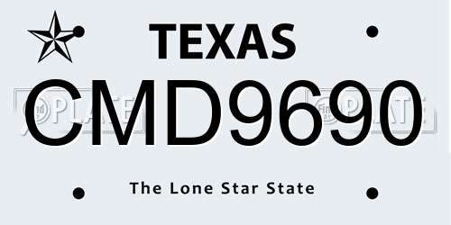 CMD9690 Texas License Plate