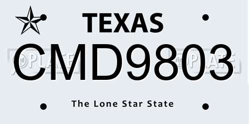 CMD9803 Texas License Plate