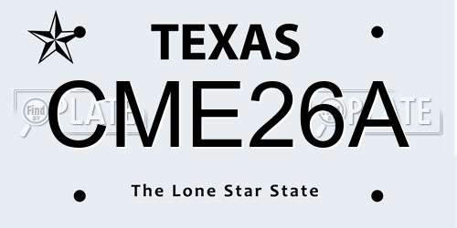 CME26A Texas License Plate