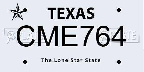 CME764 Texas License Plate