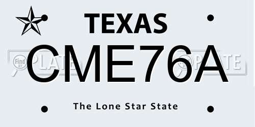 CME76A Texas License Plate