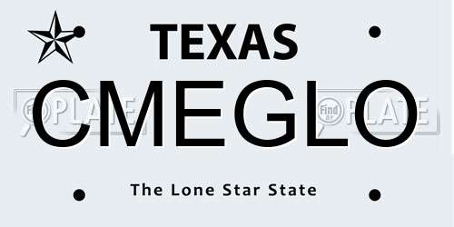 CMEGLO Texas License Plate