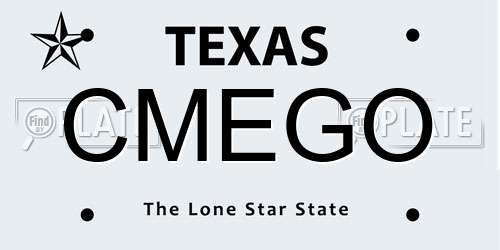CMEGO Texas License Plate