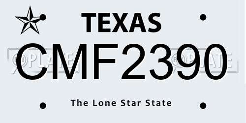 CMF2390 Texas License Plate