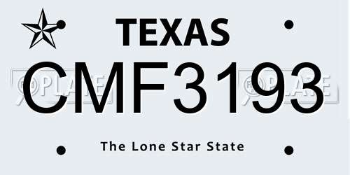 CMF3193 Texas License Plate