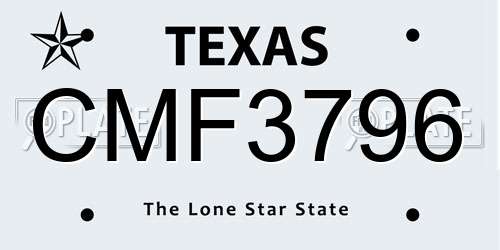CMF3796 Texas License Plate